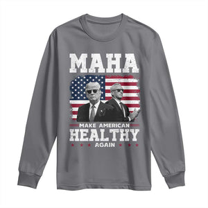 Trump Kennedy Long Sleeve Shirt RFK MAHA Make America Healthy Again 2025 USA Flag TS10 Charcoal Print Your Wear