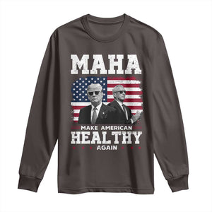 Trump Kennedy Long Sleeve Shirt RFK MAHA Make America Healthy Again 2025 USA Flag TS10 Dark Chocolate Print Your Wear