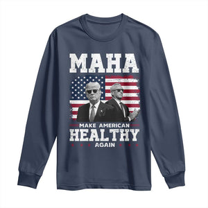 Trump Kennedy Long Sleeve Shirt RFK MAHA Make America Healthy Again 2025 USA Flag TS10 Navy Print Your Wear