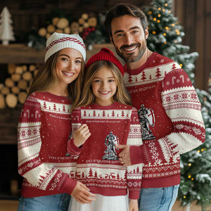 Catholic Knight Templar Crusader Cross Ugly Christmas Sweater Kingdom Of Jerusalem TS10 Red Beige Print Your Wear
