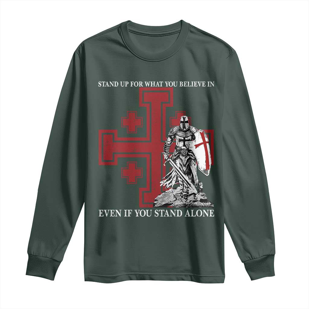Catholic Knight Templar Crusader Cross Long Sleeve Shirt Kingdom Of Jerusalem TS10 Dark Forest Green Print Your Wear