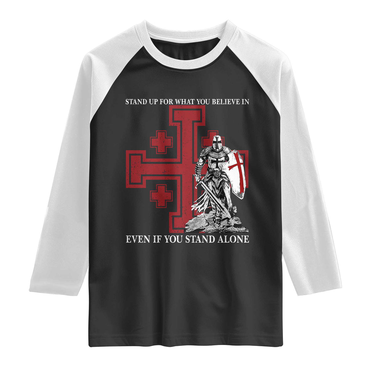 Catholic Knight Templar Crusader Cross Raglan Shirt Kingdom Of Jerusalem TS10 Black White Print Your Wear