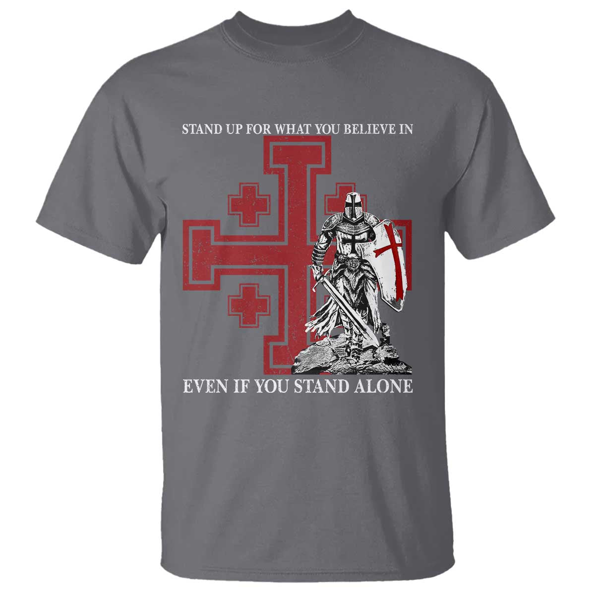 Catholic Knight Templar Crusader Cross T Shirt Kingdom Of Jerusalem TS10 Charcoal Print Your Wear