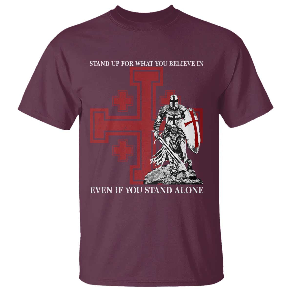 Catholic Knight Templar Crusader Cross T Shirt Kingdom Of Jerusalem TS10 Maroon Print Your Wear