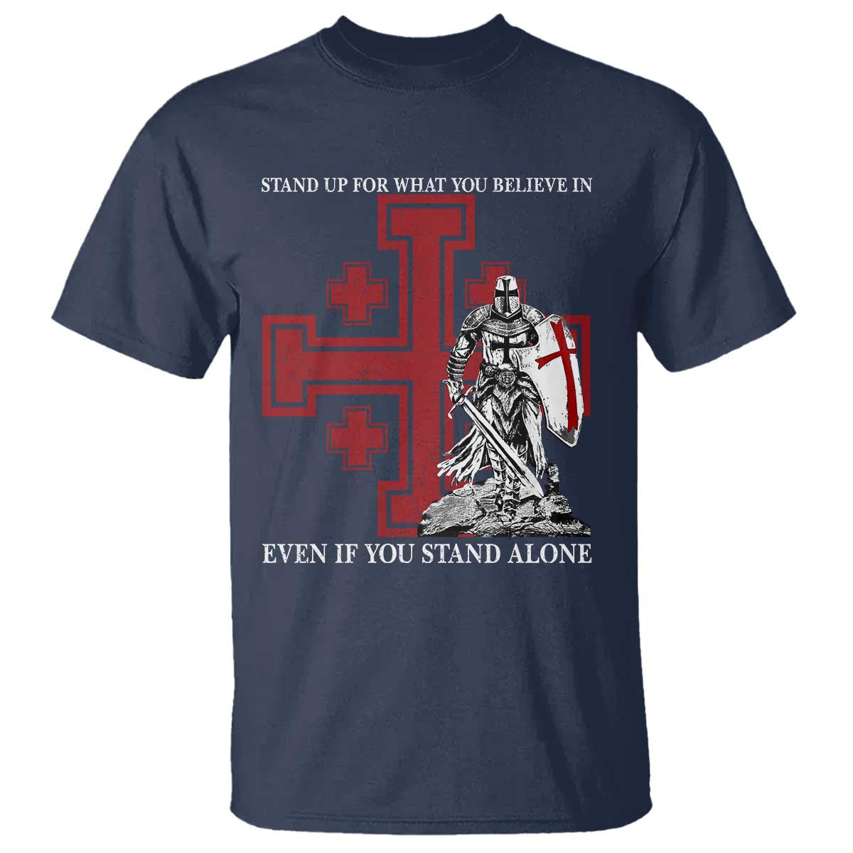 Catholic Knight Templar Crusader Cross T Shirt Kingdom Of Jerusalem TS10 Navy Print Your Wear