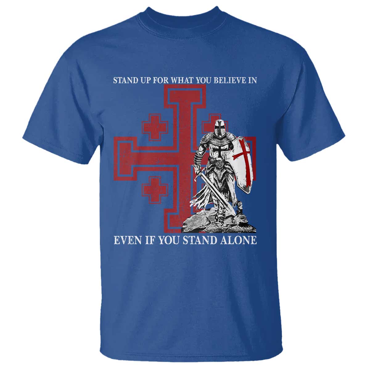Catholic Knight Templar Crusader Cross T Shirt Kingdom Of Jerusalem TS10 Royal Blue Print Your Wear