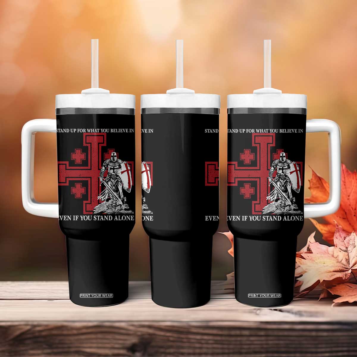 Catholic Knight Templar Crusader Cross Tumbler With Handle - Kingdom Of Jerusalem Crusade Gift TS10 Print Your Wear
