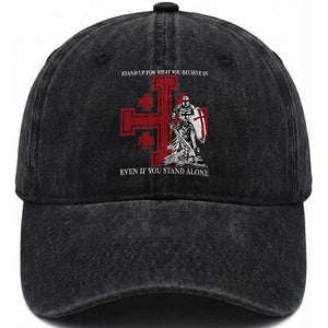 Catholic Knight Templar Crusader Cross Washed Cotton Baseball Cap - Kingdom Of Jerusalem TS10 Washed Cap Universal Fit Black Print Your Wear