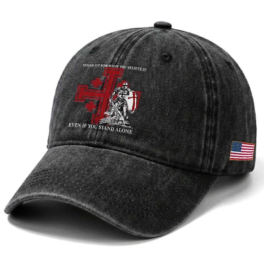 Catholic Knight Templar Crusader Cross Washed Cotton Baseball Cap - Kingdom Of Jerusalem TS10 Print Your Wear
