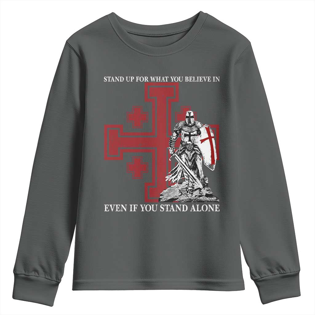 Catholic Knight Templar Crusader Cross Youth Sweatshirt Kingdom Of Jerusalem TS10 Dark Heather Print Your Wear