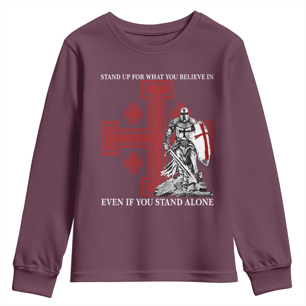 Catholic Knight Templar Crusader Cross Youth Sweatshirt Kingdom Of Jerusalem TS10 Maroon Print Your Wear