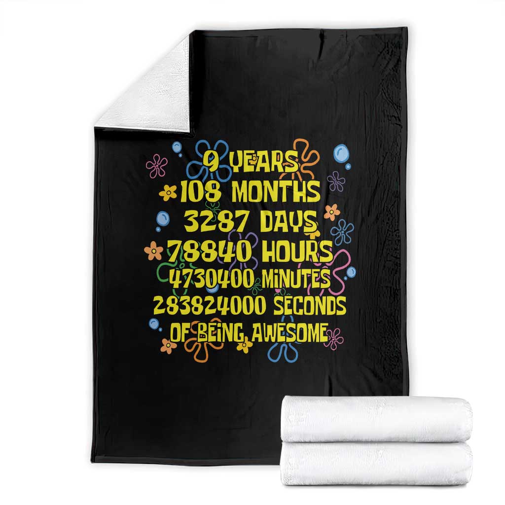 9th Birthday Gifts Throw Blanket Flowers Girl Son Boy 9yr 9 Year Old Bday TS10 Black Print Your Wear