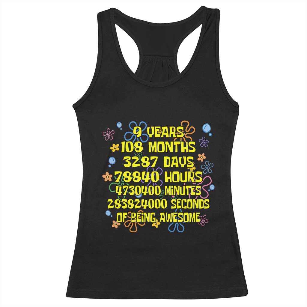 9th Birthday Gifts Racerback Tank Top Flowers Girl Son Boy 9yr 9 Year Old Bday TS10 Black Print Your Wear