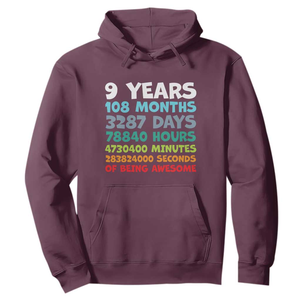 9 Year Old Bday Hoodie Son Boy 9yr 9th Birthday Gifts TS10 Maroon Print Your Wear