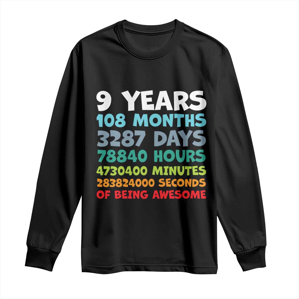 9 Year Old Bday Long Sleeve Shirt Son Boy 9yr 9th Birthday Gifts TS10 Black Print Your Wear