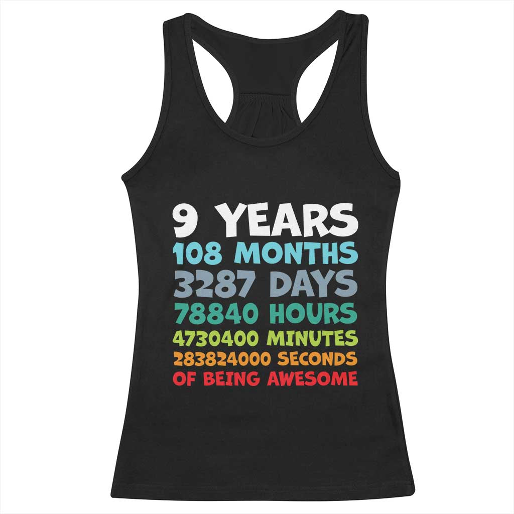 9 Year Old Bday Racerback Tank Top Son Boy 9yr 9th Birthday Gifts TS10 Black Print Your Wear
