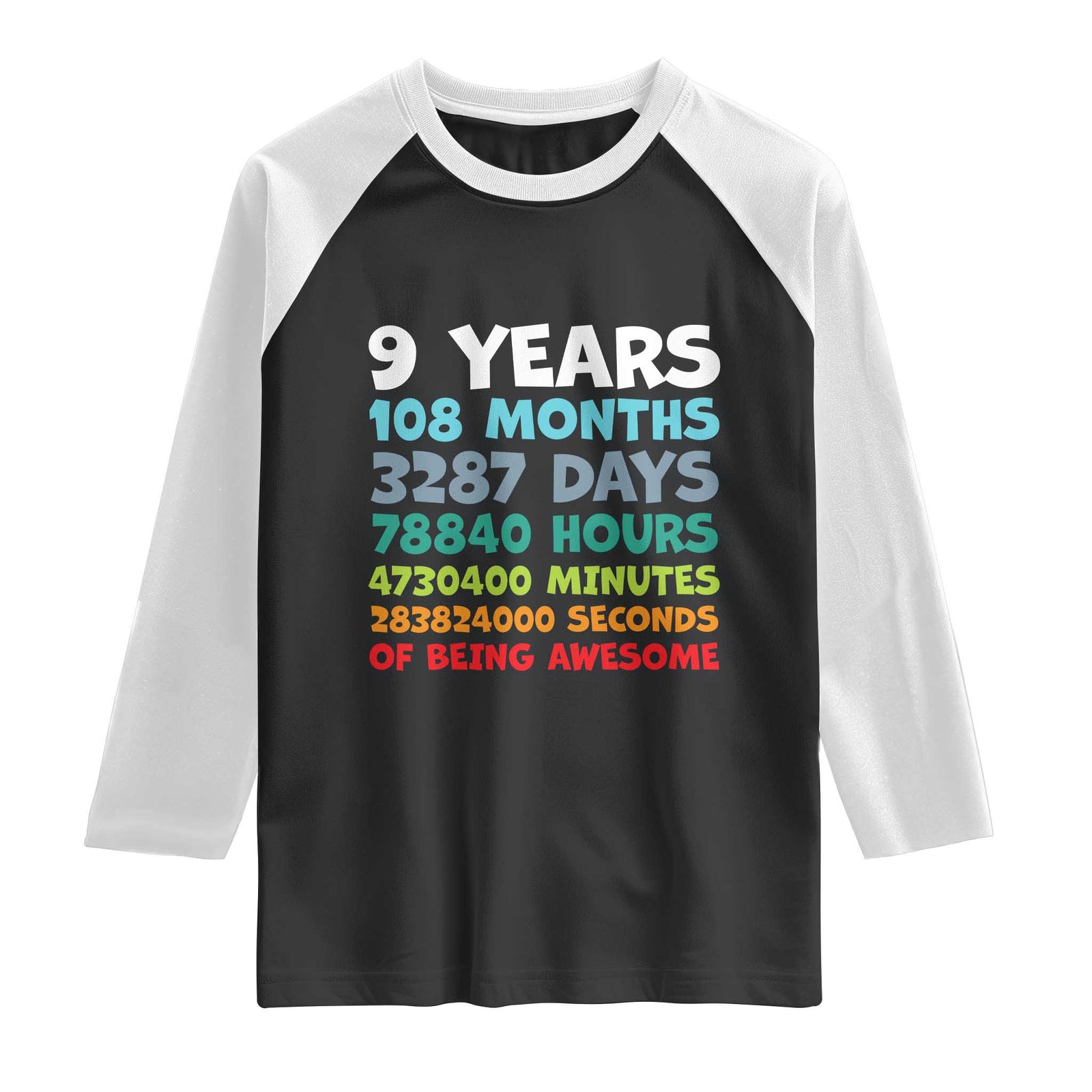 9 Year Old Bday Raglan Shirt Son Boy 9yr 9th Birthday Gifts TS10 Black White Print Your Wear