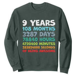 9 Year Old Bday Sweatshirt Son Boy 9yr 9th Birthday Gifts TS10 Dark Forest Green Print Your Wear