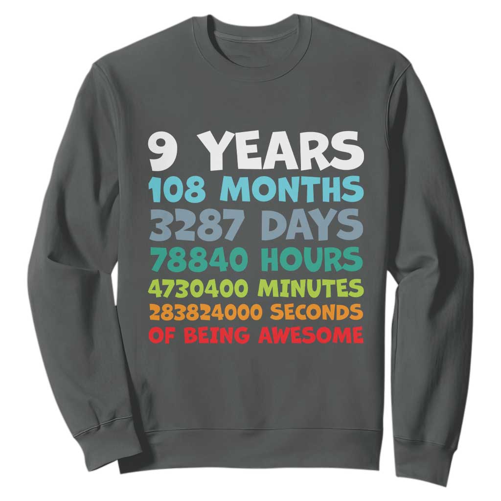 9 Year Old Bday Sweatshirt Son Boy 9yr 9th Birthday Gifts TS10 Dark Heather Print Your Wear