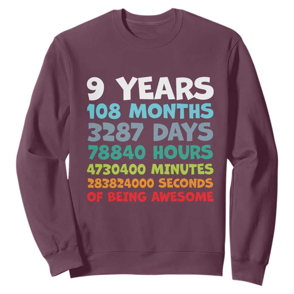 9 Year Old Bday Sweatshirt Son Boy 9yr 9th Birthday Gifts TS10 Maroon Print Your Wear