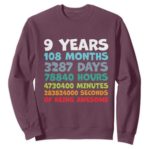 9 Year Old Bday Sweatshirt Son Boy 9yr 9th Birthday Gifts TS10 Maroon Print Your Wear