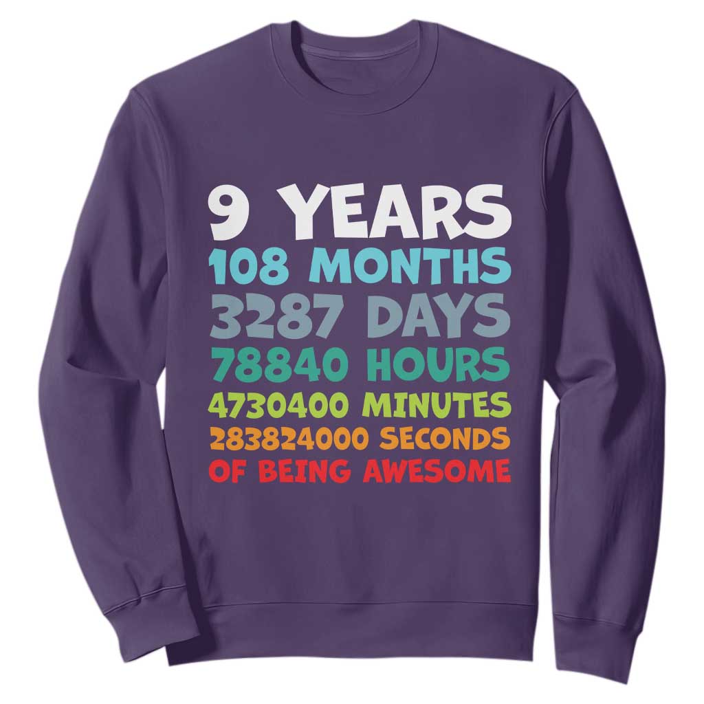 9 Year Old Bday Sweatshirt Son Boy 9yr 9th Birthday Gifts TS10 Purple Print Your Wear