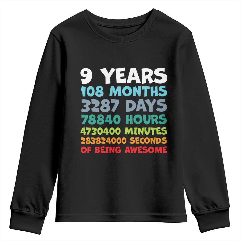 9 Year Old Bday Youth Sweatshirt Son Boy 9yr 9th Birthday Gifts TS10 Black Print Your Wear