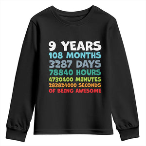 9 Year Old Bday Youth Sweatshirt Son Boy 9yr 9th Birthday Gifts TS10 Black Print Your Wear