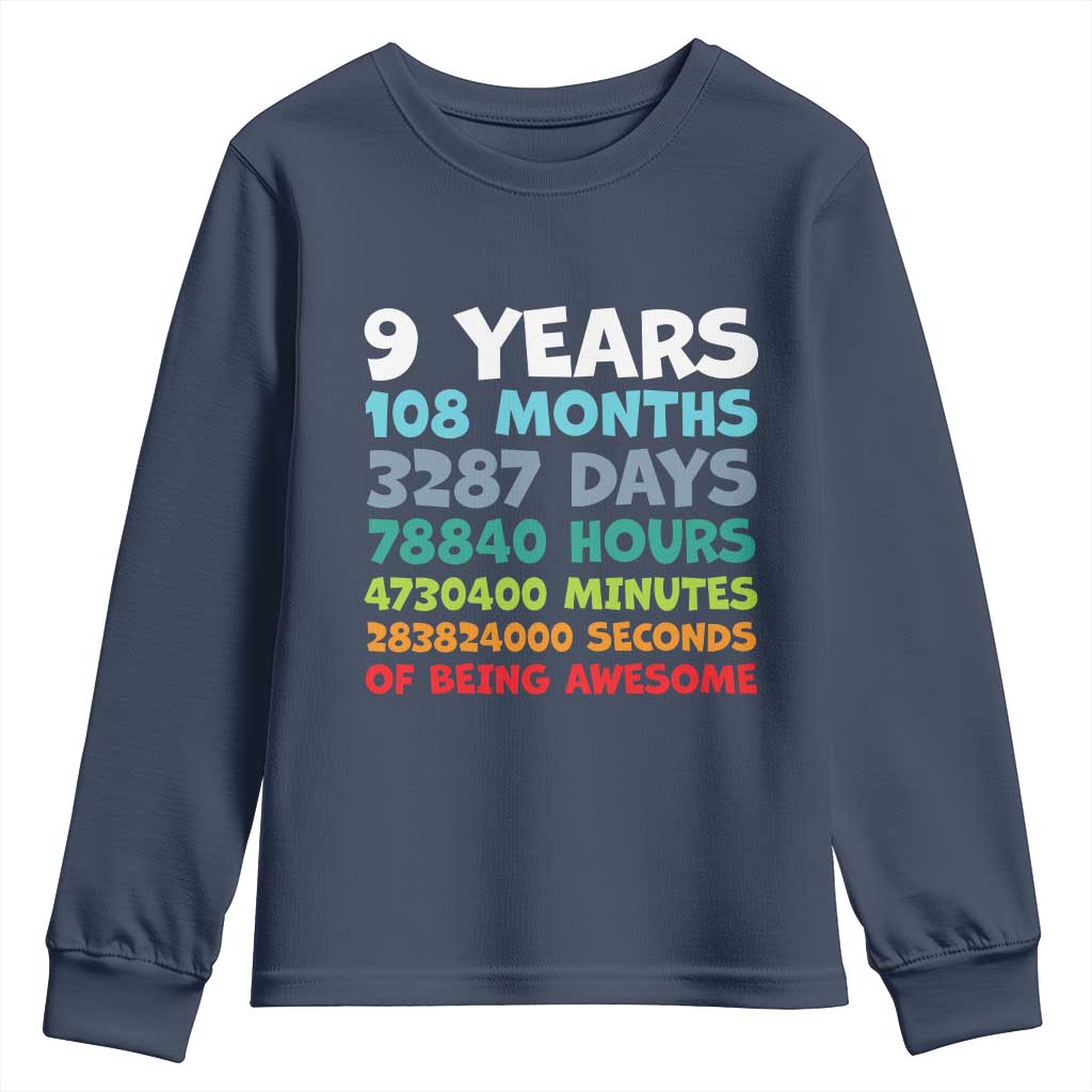 9 Year Old Bday Youth Sweatshirt Son Boy 9yr 9th Birthday Gifts TS10 Navy Print Your Wear