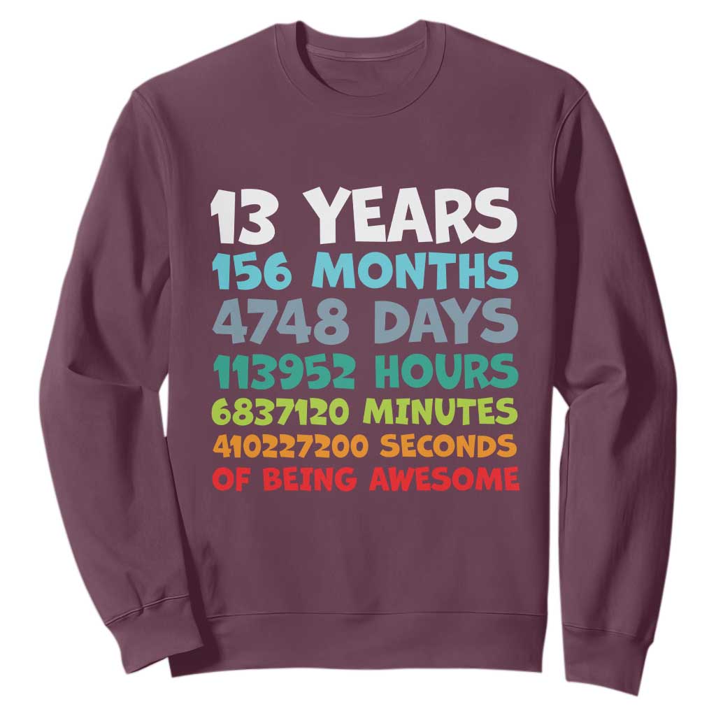 13th Birthday Sweatshirt 13 Year Old Bday Gifts Son Boy 13yr TS10 Maroon Print Your Wear