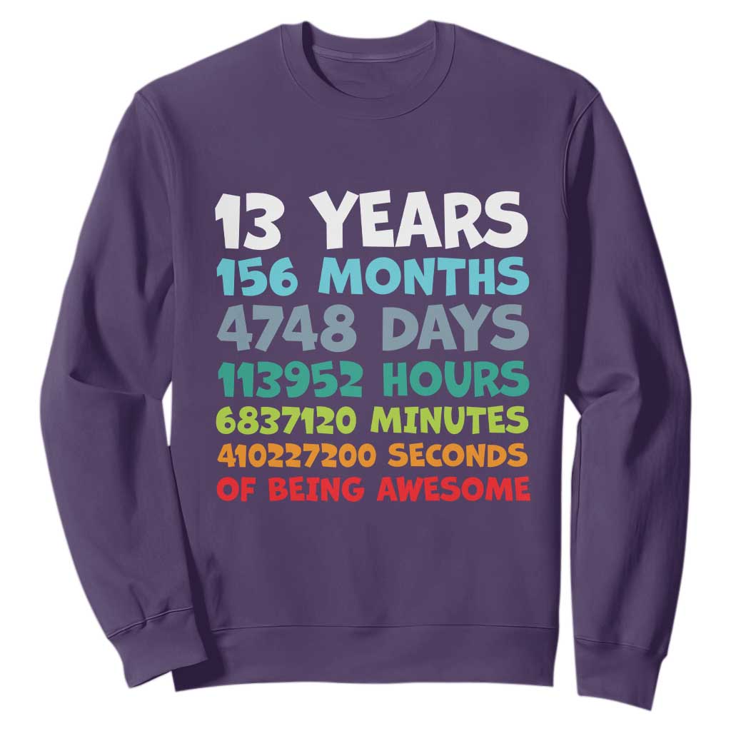 13th Birthday Sweatshirt 13 Year Old Bday Gifts Son Boy 13yr TS10 Purple Print Your Wear