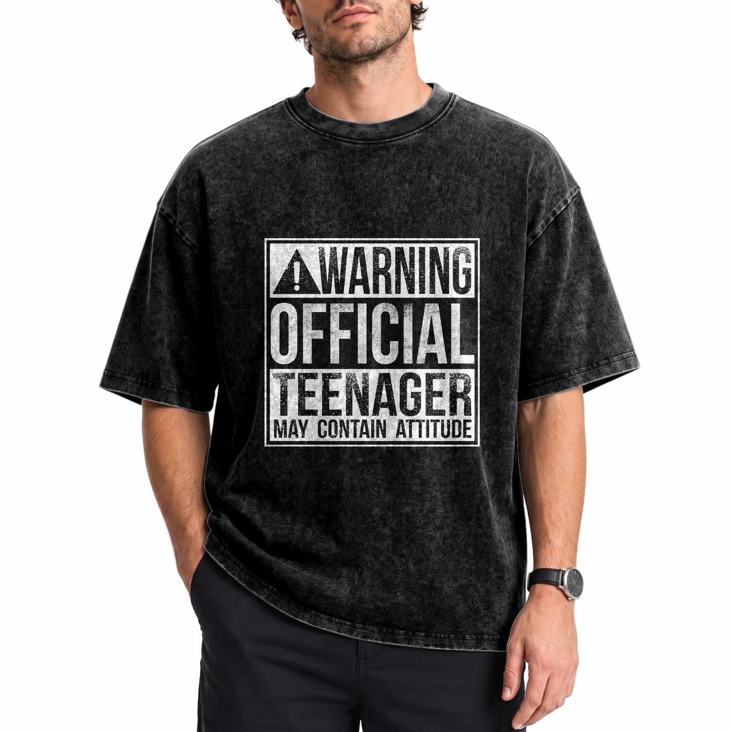 13th Birthday Washed Cotton T-Shirt Warning Official Teenager Boy 13yr