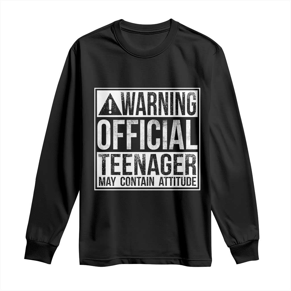 13th Birthday Long Sleeve Shirt Warning Official Teenager Boy 13yr TS10 Black Print Your Wear