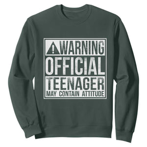 13th Birthday Sweatshirt Warning Official Teenager Boy 13yr TS10 Dark Forest Green Print Your Wear