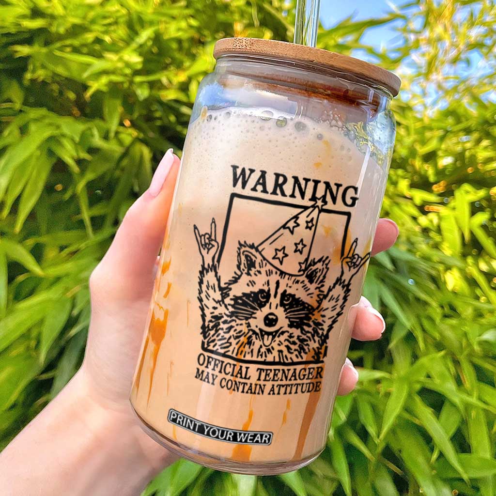 Vintage Raccoon 13th Birthday Glass Can 13 Year Old Official Teenager Gifts TS10 White Print Your Wear