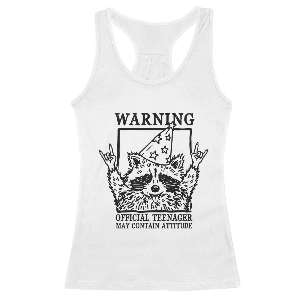 Vintage Raccoon 13th Birthday Racerback Tank Top 13 Year Old Official Teenager Gifts TS10 White Print Your Wear
