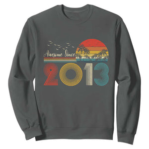 Awesome Since 2013 Sweatshirt 13th Birthday 13 Year Old Son Boy TS10 Dark Heather Print Your Wear