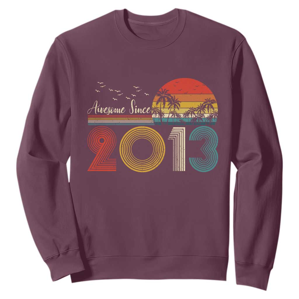 Awesome Since 2013 Sweatshirt 13th Birthday 13 Year Old Son Boy TS10 Maroon Print Your Wear
