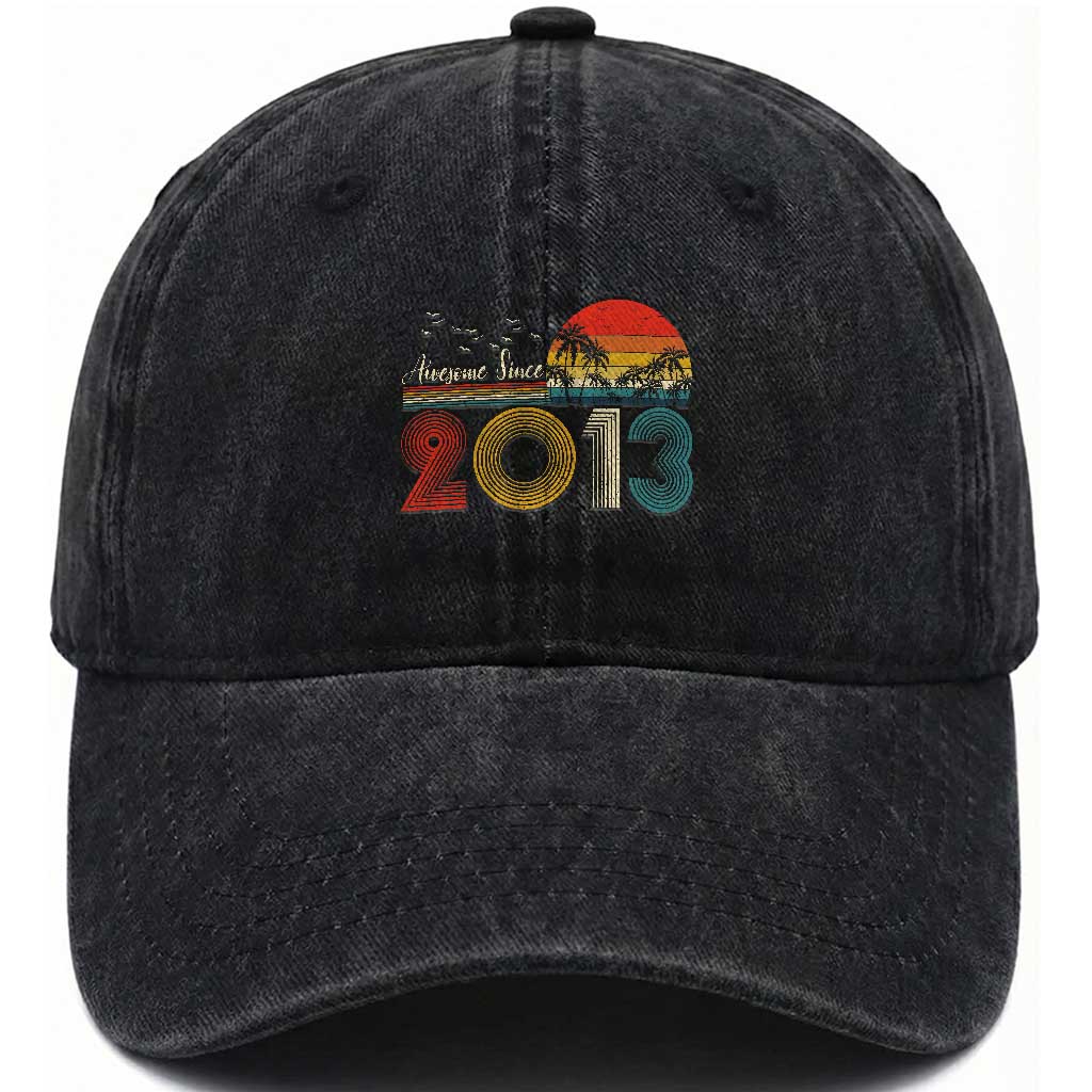 Awesome Since 2013 Washed Cotton Baseball Cap 13th Birthday 13 Year Old Son Boy TS10 Washed Cap Universal Fit Black Print Your Wear