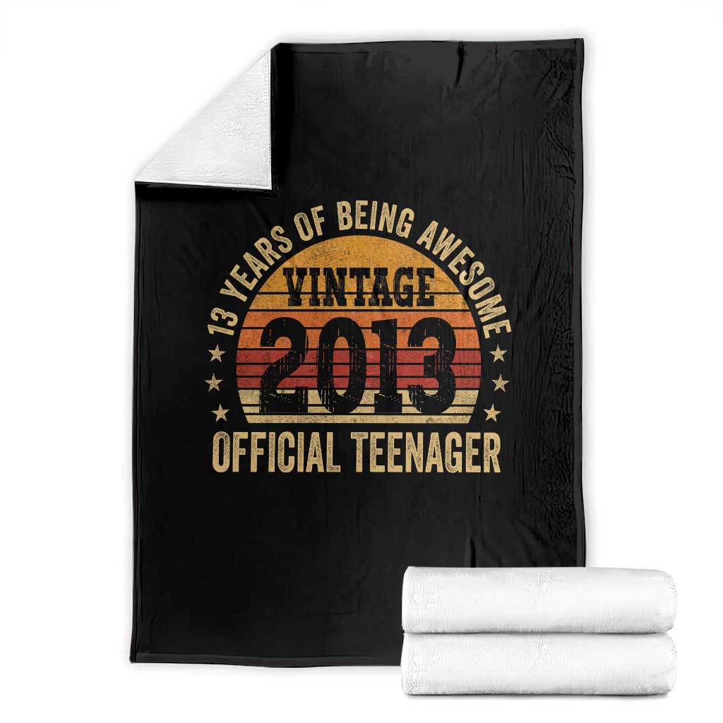 Vintage 2013 Official Teenager Throw Blanket 13 Year Old 13th Birthday TS10 Black Print Your Wear