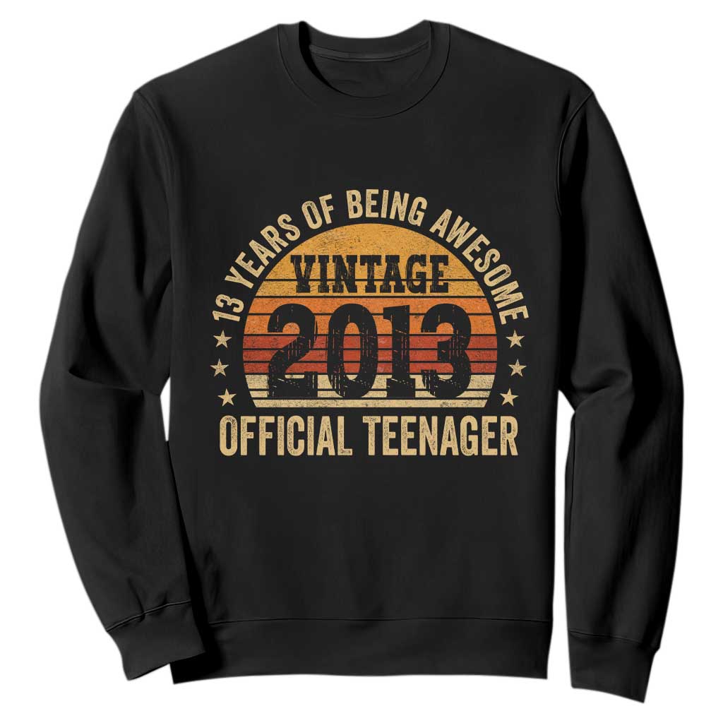 Vintage 2013 Official Teenager Sweatshirt 13 Year Old 13th Birthday TS10 Black Print Your Wear