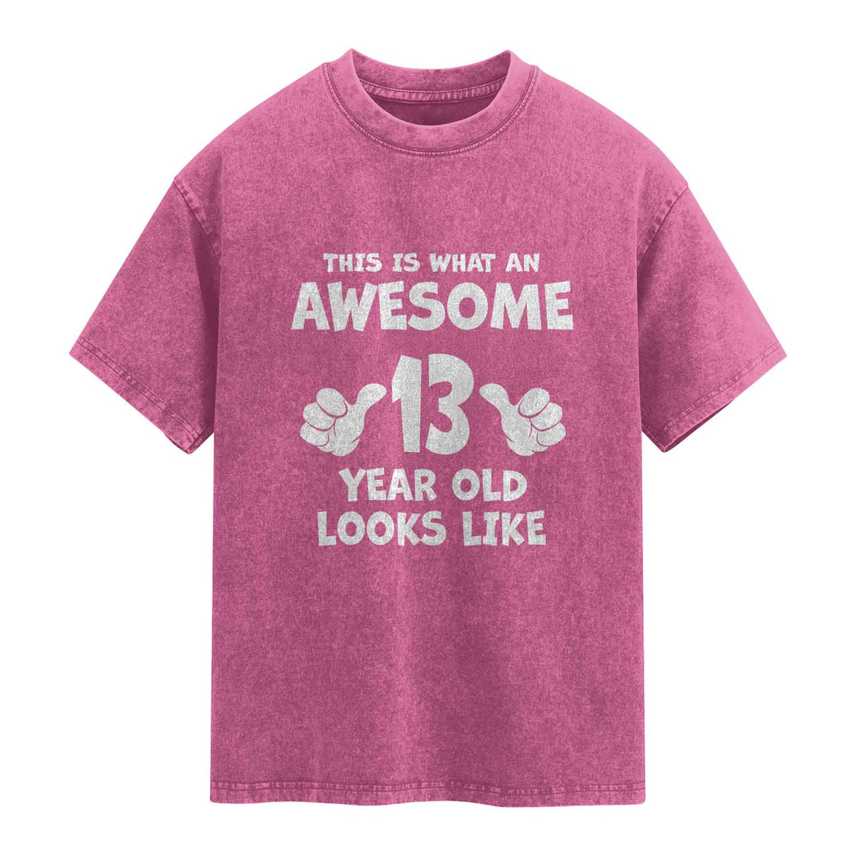 13th Birthday Washed Cotton T-Shirt Awesome 14 Year Old Looks Like