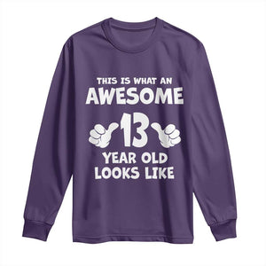 13th Birthday Long Sleeve Shirt Awesome 14 Year Old Looks Like TS10 Purple Print Your Wear
