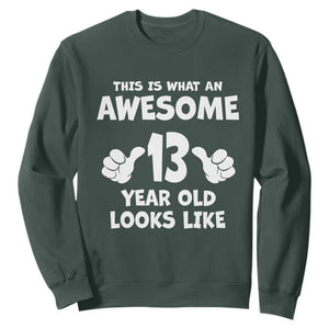 13th Birthday Sweatshirt Awesome 14 Year Old Looks Like TS10 Dark Forest Green Print Your Wear