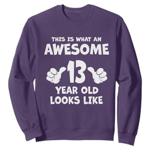 13th Birthday Sweatshirt Awesome 14 Year Old Looks Like TS10 Purple Print Your Wear