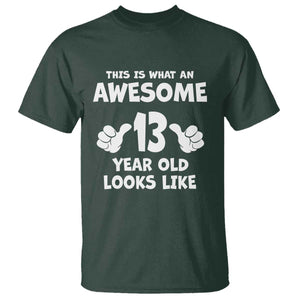 13th Birthday T Shirt Awesome 14 Year Old Looks Like TS10 Dark Forest Green Print Your Wear