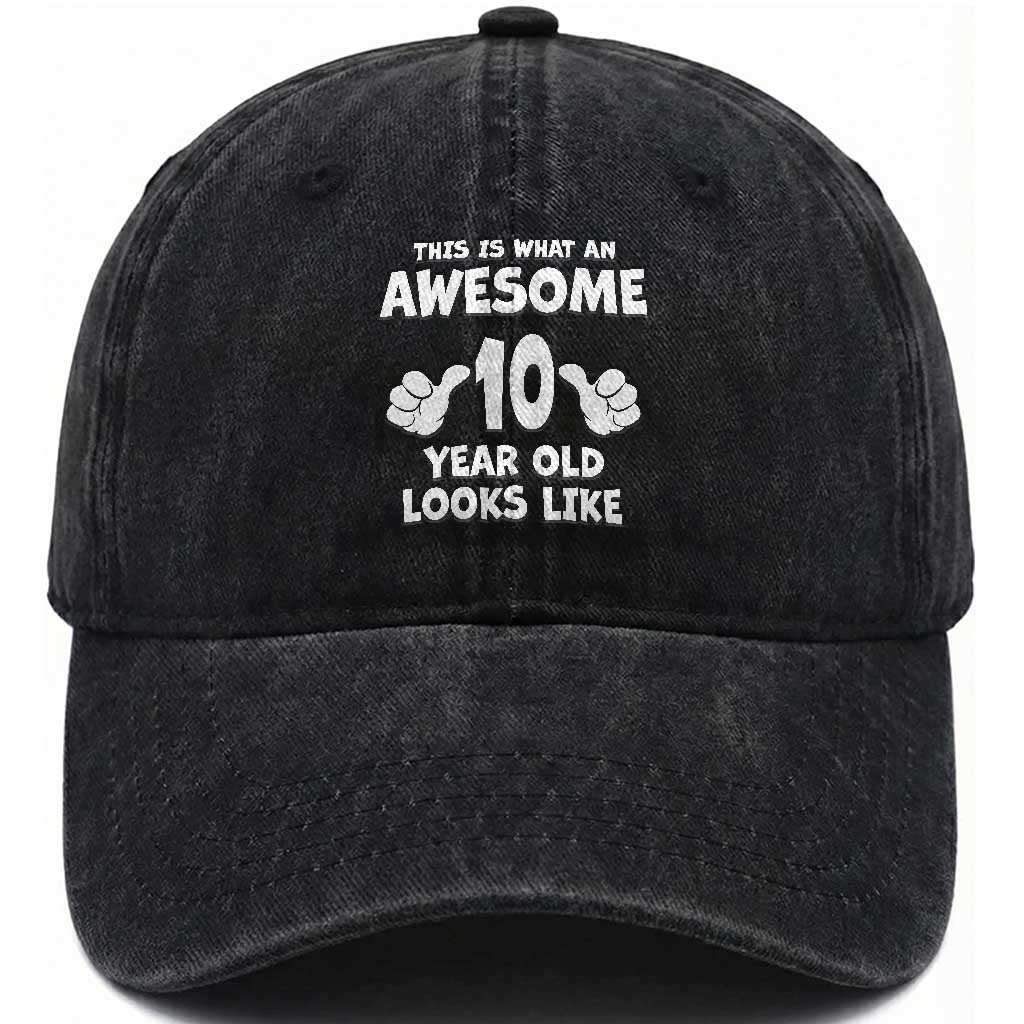 10th Birthday Gifts Washed Cotton Baseball Cap Awesome 10 Year Old Bday Son Boy Girl 10yr TS10 Washed Cap Universal Fit Black Print Your Wear
