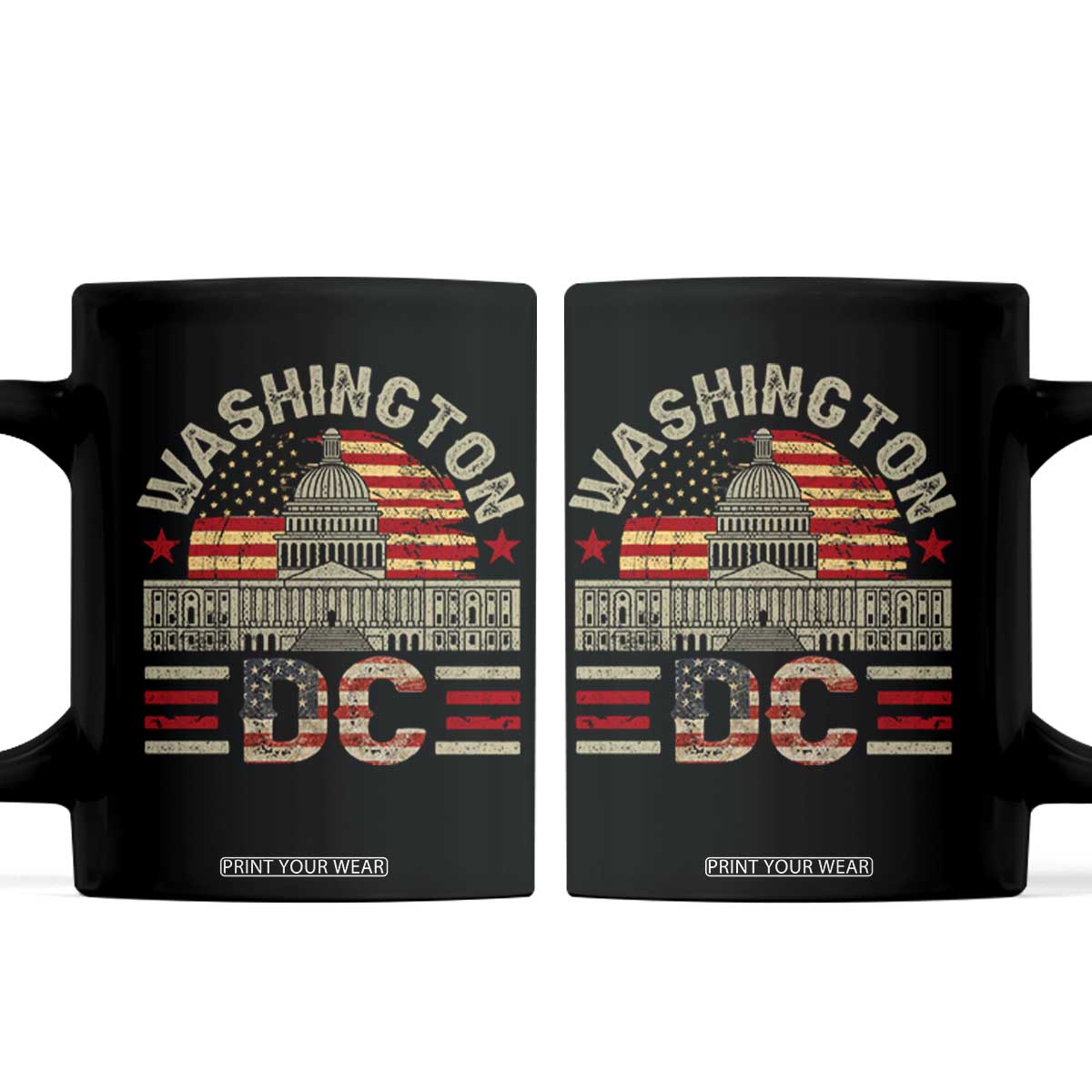 Washington DC Coffee Mug Retro US Flag Souvenir Gift TS10 Black Print Your Wear