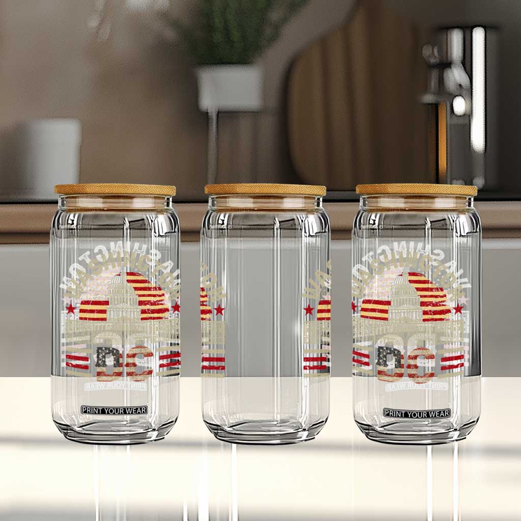 Washington DC Glass Can Retro US Flag Souvenir Gift TS10 Print Your Wear