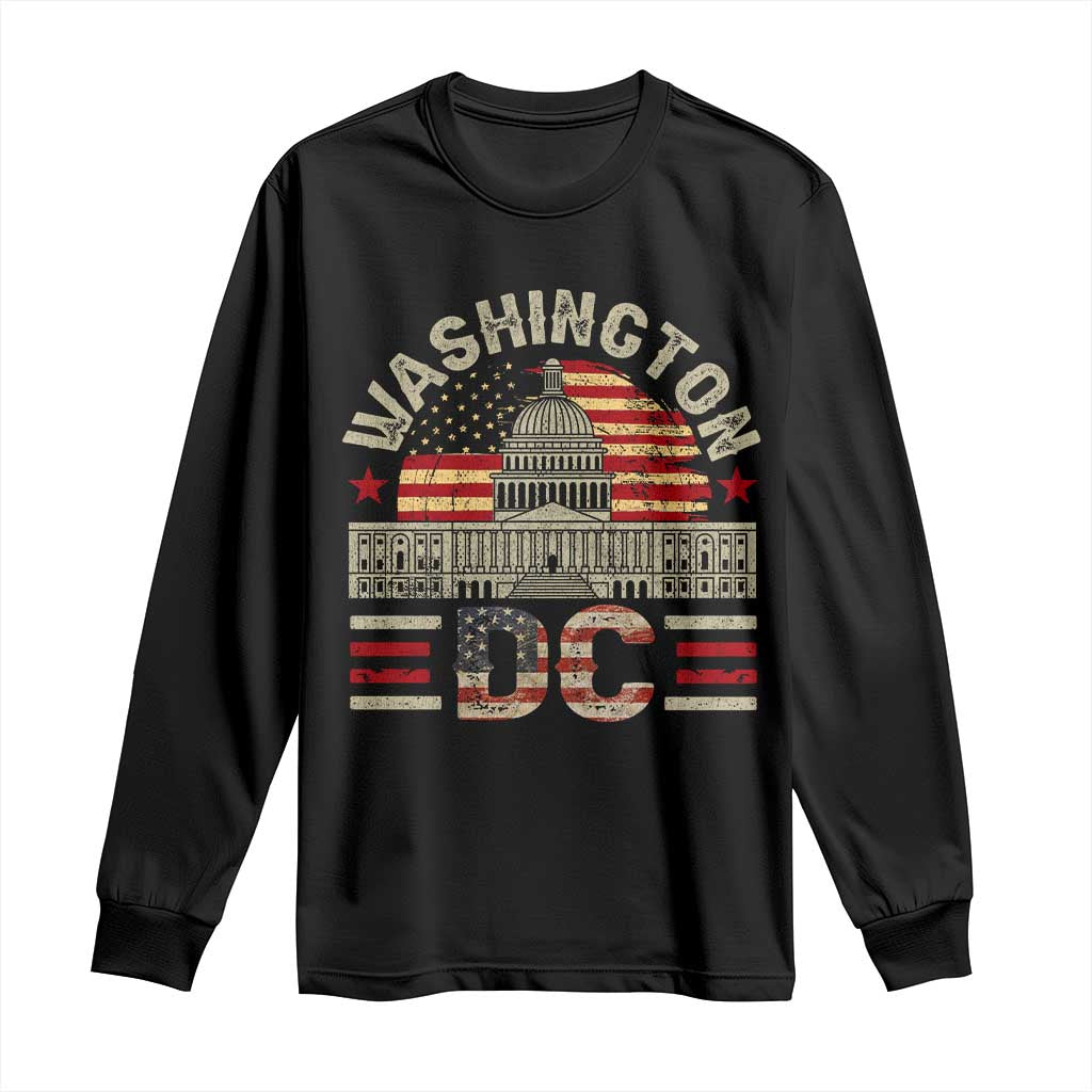 Washington DC Long Sleeve Shirt Retro US Flag Souvenir Gift TS10 Black Print Your Wear